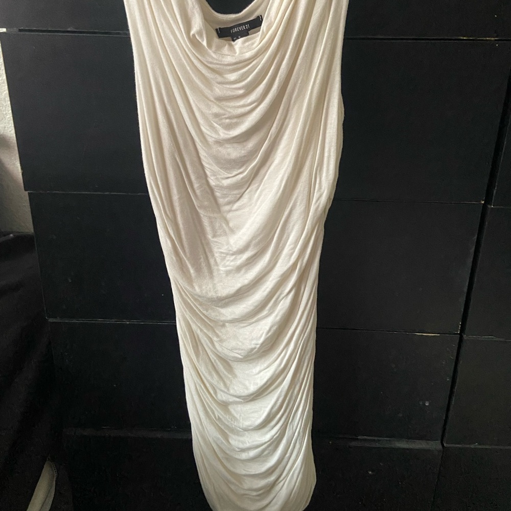 White draped dress